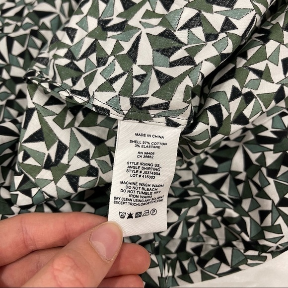 Theory Irving Slim Fit Angle Print Sport Shirt in Virdis Multi Short Sleeve XL - Picture 6 of 8